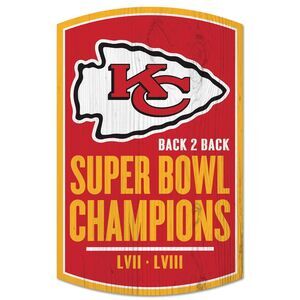 Super Bowl  NFL Kansas City Chiefs Wood Sign Slogan Distressed Football New